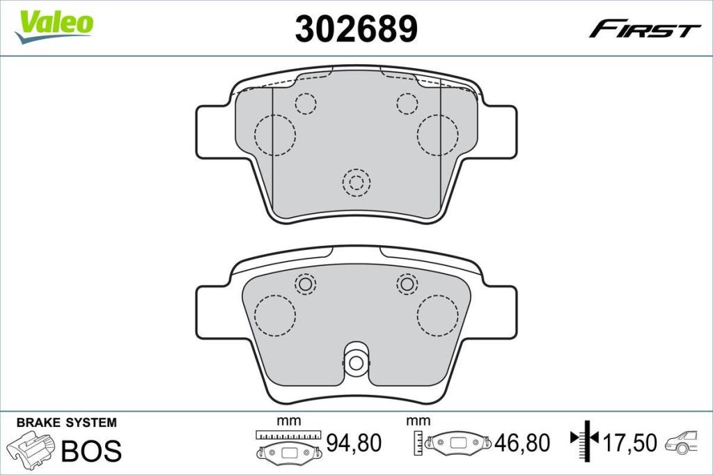 Jogo de 4 pastilhas de travão VALEO ref. 302689